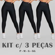 Calça Legging Academia Cintura Alta Suplex Tecido Grosso Moda Fitness Kit com 2 ou 3