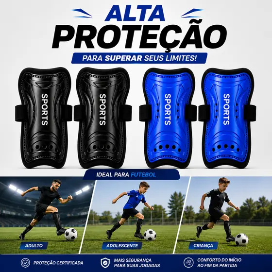 Caneleira Profissional Reforçada e Protetora Contra Impactos Ajustável Para Crianças Adolescentes e Adultos