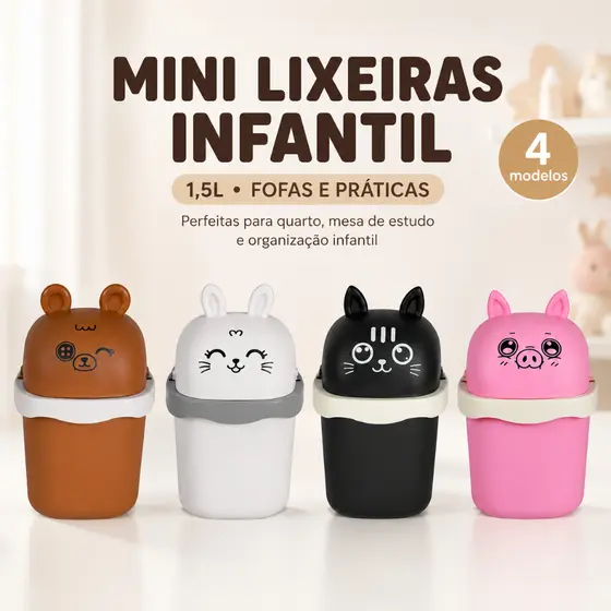 Mini Lixeira Decorativa Com Tampa para Mesa Quarto Cozinha Lixeira Infantil
