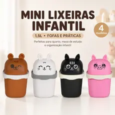 Mini Lixeira Decorativa Com Tampa para Mesa Quarto Cozinha Lixeira Infantil