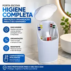 Porta Escovas de Dente e Pasta com Tampa Pia Banheiro Lavabo