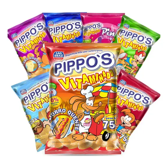 Kit Salgadinho Pippos Vitaminado 75g Original Crocante