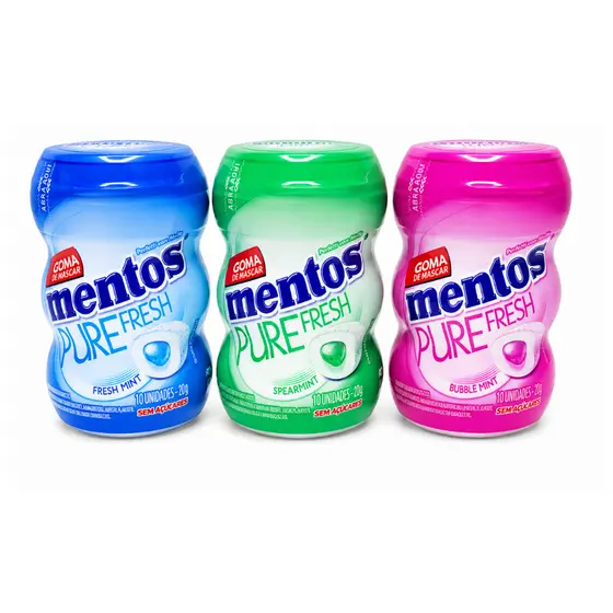 Kit 3 Chiclete Pure Fresh MINI Sortido Mentos 20g/cada