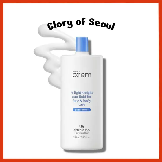 MAKE PREM Defesa UV Me Daily Sun Fluid, |Vegan não gelo calmante hidratando spf 50+ pa ++++, 150ml