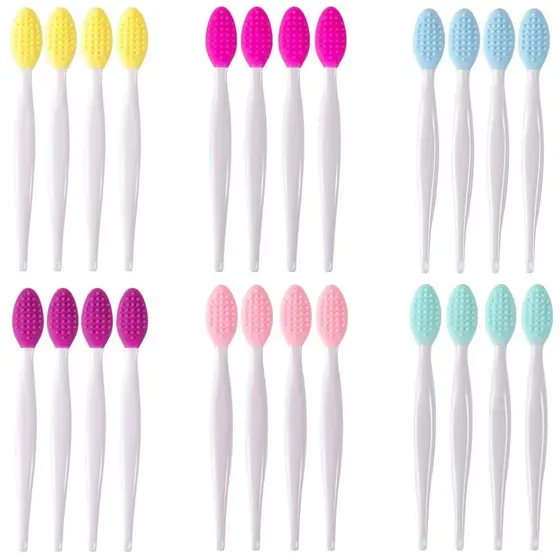 5pcs Escova Esfoliante De Silicone Multifuncional Facial Limpa Lábios Beleza Poros Limpeza De Ferramentas De Cabeça Preta