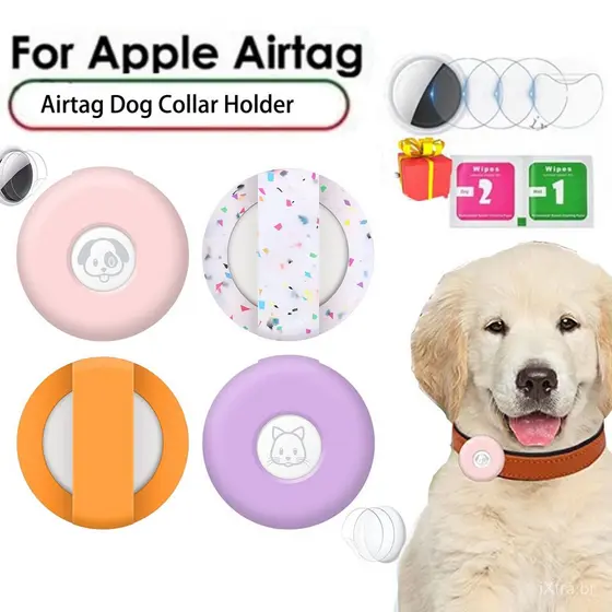Suporte Para Coleira Airtag Dog Collar , Capa De Silicone , Air Tag Compatível Com Pet Collars Loop Acessórios Mochila