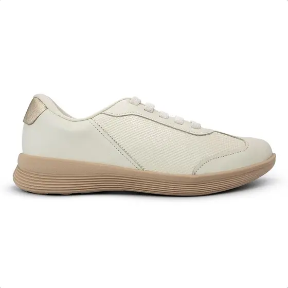 Tênis Usaflex Feminino Básico Couro Cadarço Elástico Casual UD02004