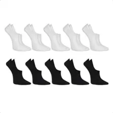 Kit 10 Pares Meia Sapatilha Invisível 34-44 Unissex Algodão Confortáveis Tensora Feminino Masculino