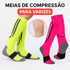 Kit 2 Pares Meia Alta Compressão para Varizes Poliamida Circulação Má Circulação Dores Unissex