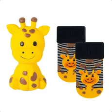 Kit Mordedor Bebê + Par de Meias Algodão Infantil Recém-Nascido Conforto Segurança Desenvolvimento