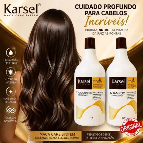 Kit karsel - Shampoo purificador E Condicionador Hidratante 1L - Promoção