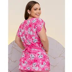 Bata Feminina Acinturada de amarrar Temáticas de desenhos