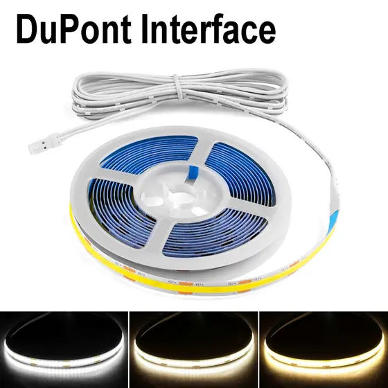DC12V LED Luz COB Tiras Macias DIY Cortável Com Plugue Dupont Para Sob O Armário Iluminação De Cozinha