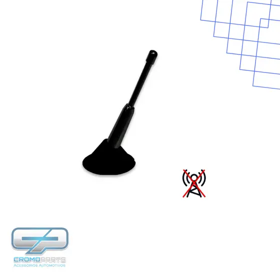 Antena Decorativa Universal - Haste 150mm, Cor Toda Preta