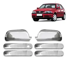 Gol Parati G3 G4 1999 a 2014 – Kit Aplique Cromado 4 Maçanetas + 2 Retrovisores