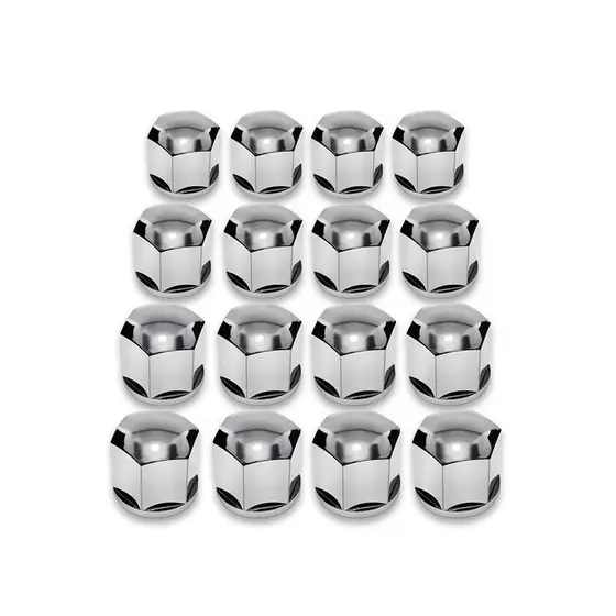 Kit Capa Parafuso Roda Lisa 17mm Tuning Cromado Universal com 16 Unidades - Shekparts