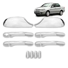 Palio/Siena G3 2004 a 2011 – Kit Cromado com Maçanetas, Retrovisores sem Pisca e Tampas de Válvula