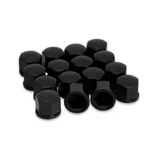 Jogo Capa de Parafuso Modelo Universal - 17mm Preto Brilhante - 16 Unidades Capa parafuso rodas