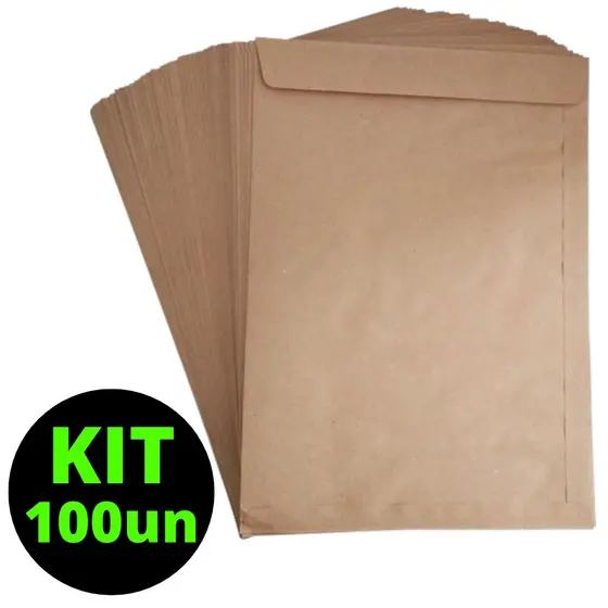 Envelope A4 Oficio Pardo Kraft 22 X 32cm 100 Unidades