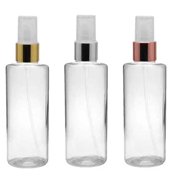 Frascos Pet 100 Ml Cil Reto Válvula Spray Metalizada Plástica ideal perfumes álcool líquido