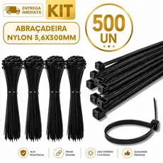 500 Enforca Gato 3.6x30CM Cinta Plástica Nylon Abraçadeira Preto Multifuncional Premium Resistente