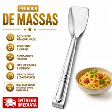 Kit Pegador Inox Grande Pega Massa Salada Frios Universal Cozinha Pegadores 18cm
