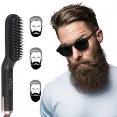 Escova De Alisamento Barba e Cabelo Bivolt Elétrica Profissional Estilo 2 Em 1 Rapidamente Cabo Giratório 360°