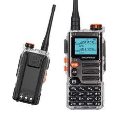 Rádio Comunicador Baofeng Tri-band Recarregável Type-c Lanterna Led Bateria Durável 2600mAh Alcance até 10 km Dual Watch