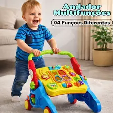 Andador Infantil de atividades E Mesa didático para Bebê de empurrar 4 em 1 Educativo com Som
