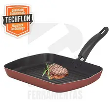 Frigideira Grill Antiaderente Bifeteira Não Gruda Techflon Nacional