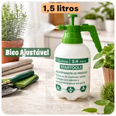 Pulverizador Borrifador de Água Spray Manual 1,5 Litros Alta Pressão de Plástico Ideal para Jardinagem