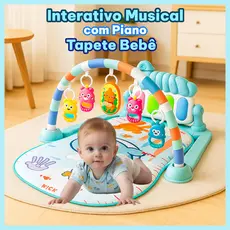 Tapete Bebê de Atividades Musical com Piano Interativo, Azul, Colorido, Estímulo Sensorial