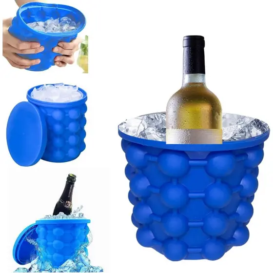 Mini Balde Forma De Gelo Em Silicone Ice Magic copo Capacidade Até 120 cubos por vez