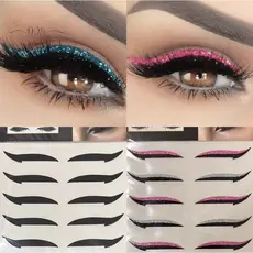 6 Pares Delineador Adesivo para Carnaval - Reutilizável com cola de cílios.
