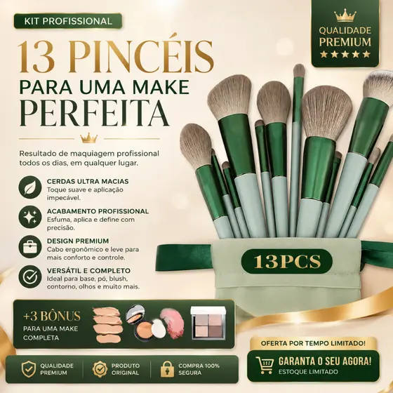 Kit 13 Pçs Pincéis De Maquiagem Contorno Kabuki Profissional
