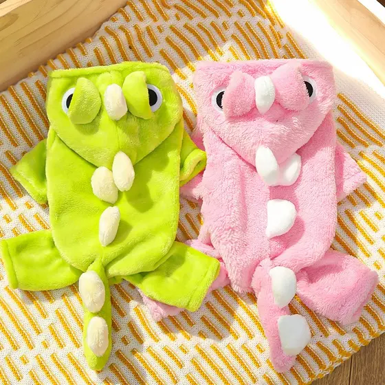 Outono inverno mais dinossauro de veludo para roupas de animais de estimação
