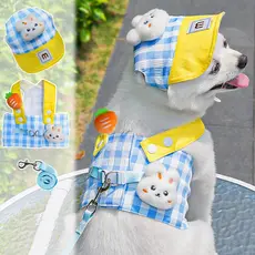 Conjunto De Trela Para Cachorro Gato Roupas De Verão
