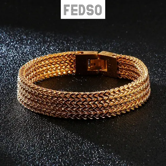 Fedso Titanium Steel Keel Chain Jewelry Jóias de Aço Corrente Quadrada Única Escama de Peixe Homens