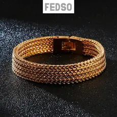 Fedso Titanium Steel Keel Chain Jewelry Jóias de Aço Corrente Quadrada Única Escama de Peixe Homens