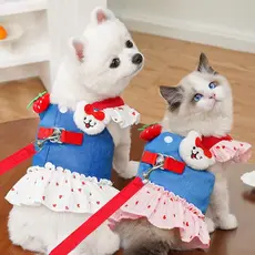 Conjunto De Trela Para Cachorro Gato Roupas De Verão