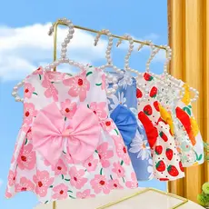 Vestido de malha para cachorro de estimação de verão, saia, aniversário de casamento, suprimentos de fantasia