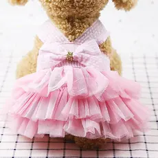 Vestido de malha para cachorro de estimação de verão, saia, aniversário de casamento, suprimentos de fantasia