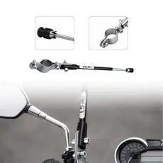 Antena Retrátil Corta-Pipa Preta para Guidão de Moto Cromado 6 Estágios Reclinável