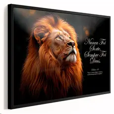 Quadro decorativo Nunca foi sorte,sempre foi Deus, Leão de Judá olhando pra cima