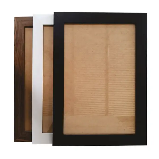 Moldura Para Quadros Decorativos Preto Madeira E Branco 94x64
