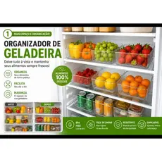 Organizador de Geladeira Ajustável Multiuso | Gaveta Retrátil para Frutas, Legumes e Alimentos | Economia de Espaço