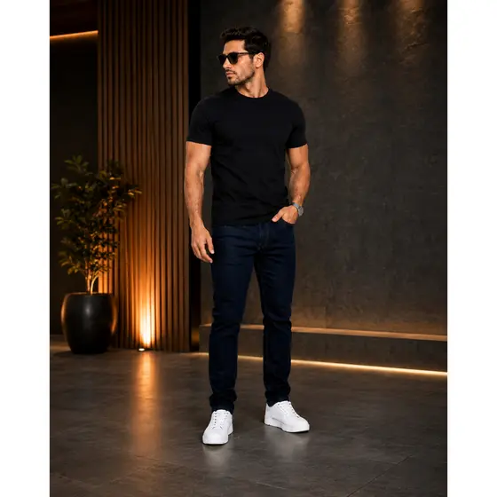 Calça Masculina Jeans Tradicional Com Elastano Lycra Preço Promocional