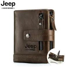 Carteira Masculina RFID Bolsa Com Zíper De Couro De Vaca Curto