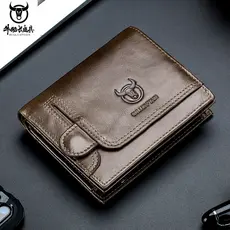 Carteira Masculina RFID Couro Genuíno Multifuncional Porta Cartão