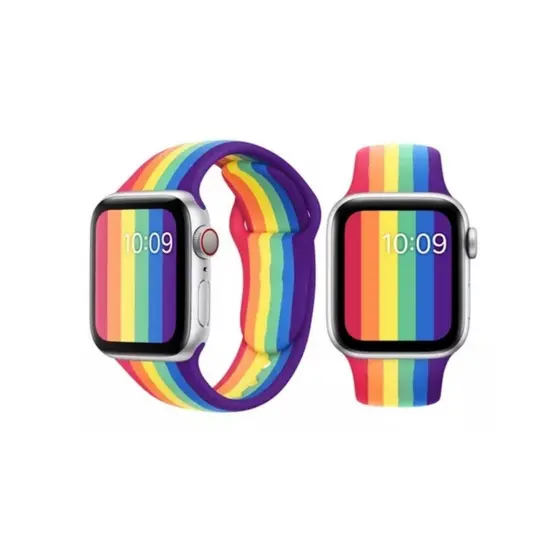 Pulseira De Silicone Para SmartWatch IWatch Estampa Arco-Íris